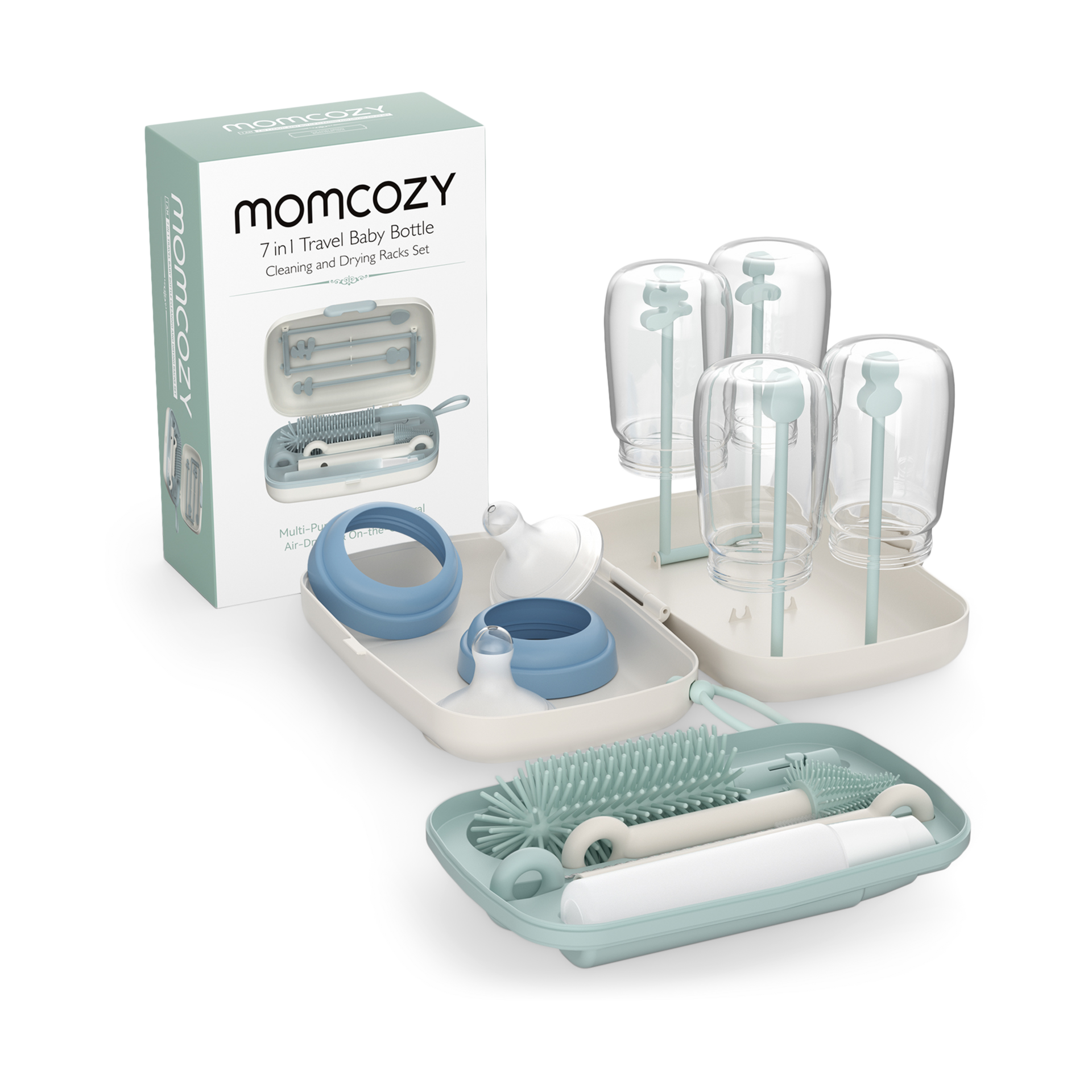 Momcozy 7-in-1 Travel Bottle Cleaning & Drying Set.