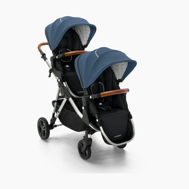 Mockingbird Single-to-Double Stroller 2.0 - Sea/Watercolor Canopy With Penny Leather.