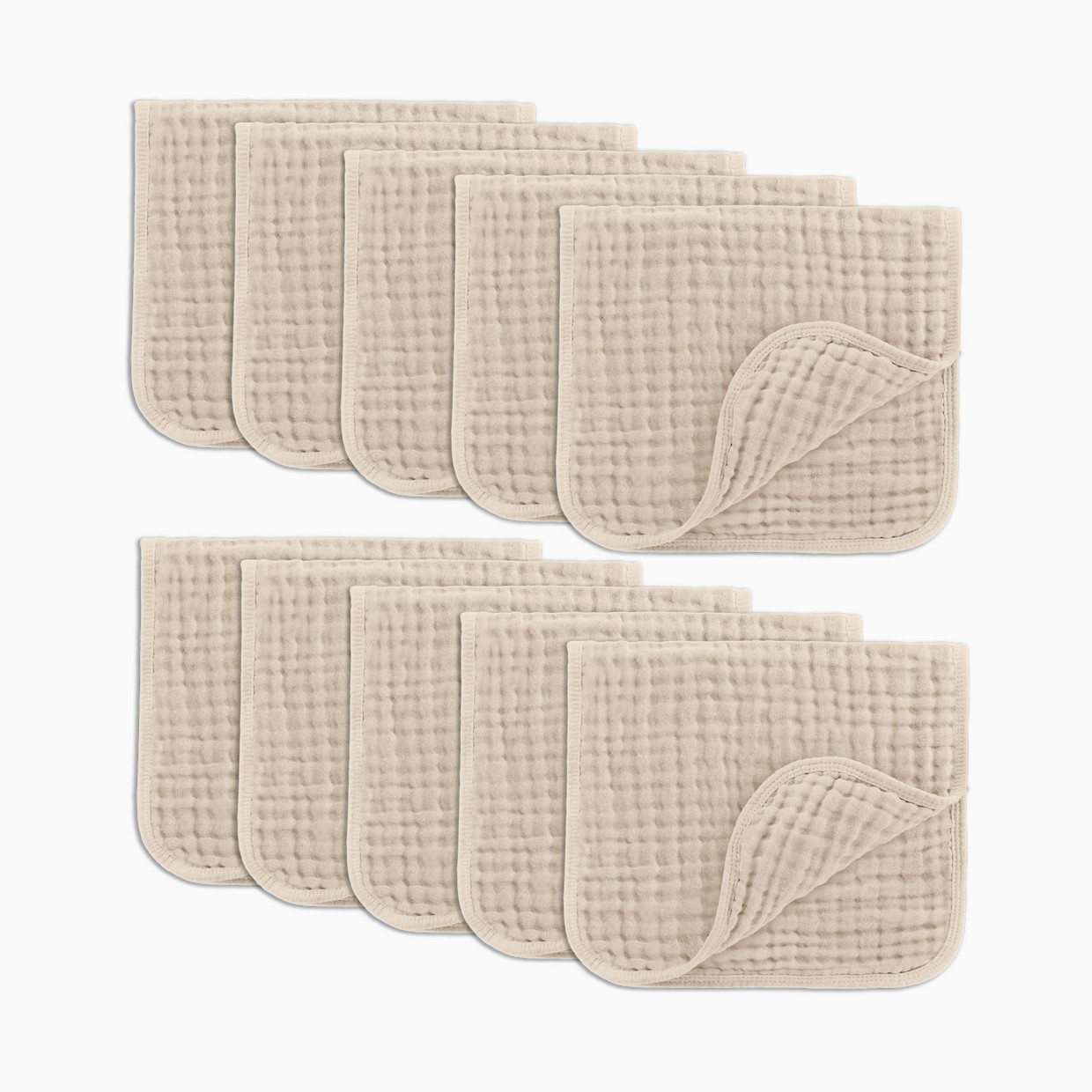 Comfy Cubs 6-Layer Muslin Burp Cloths Set - Sand, 10.