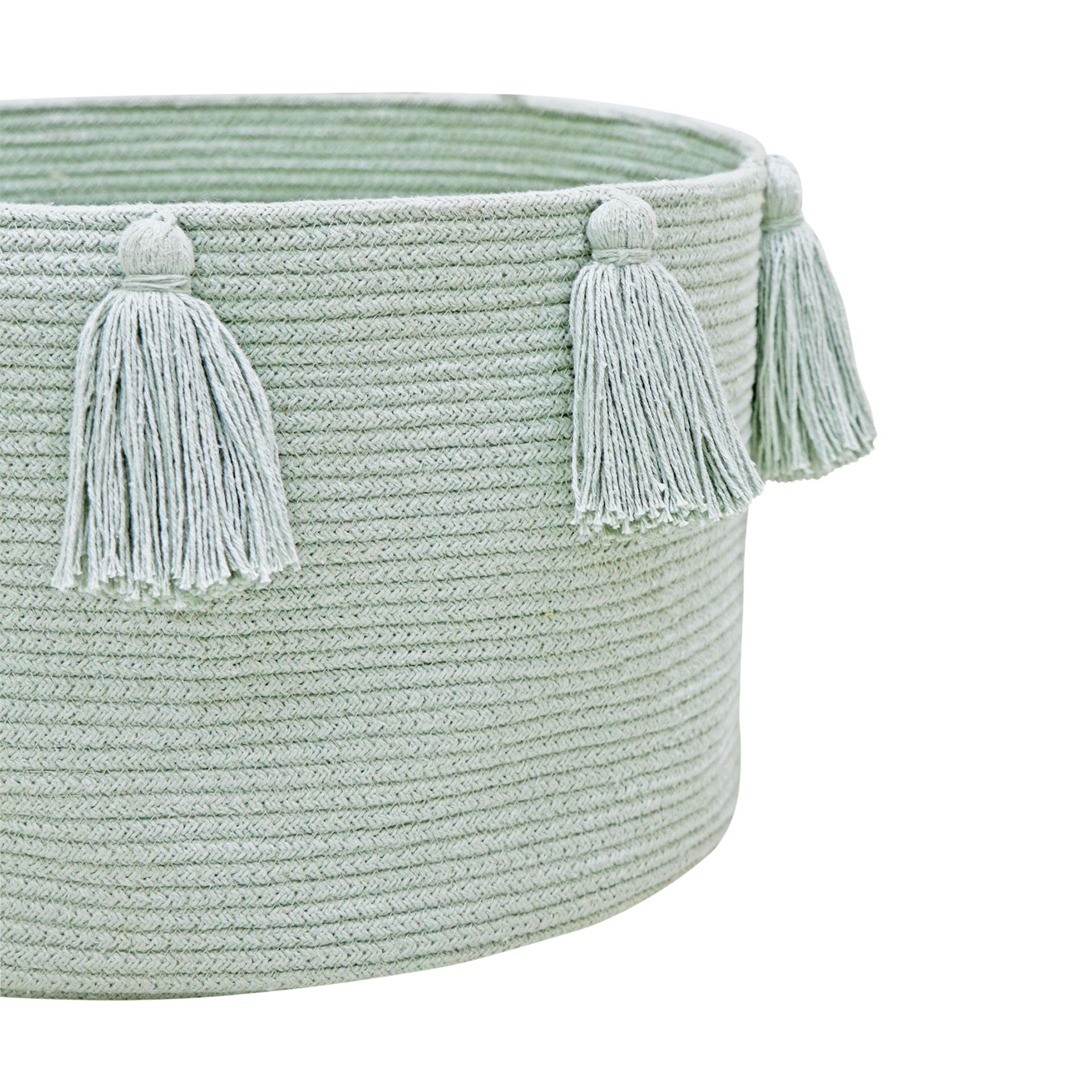 Lorena Canals Cotton Tassel Basket - Blue Sage.