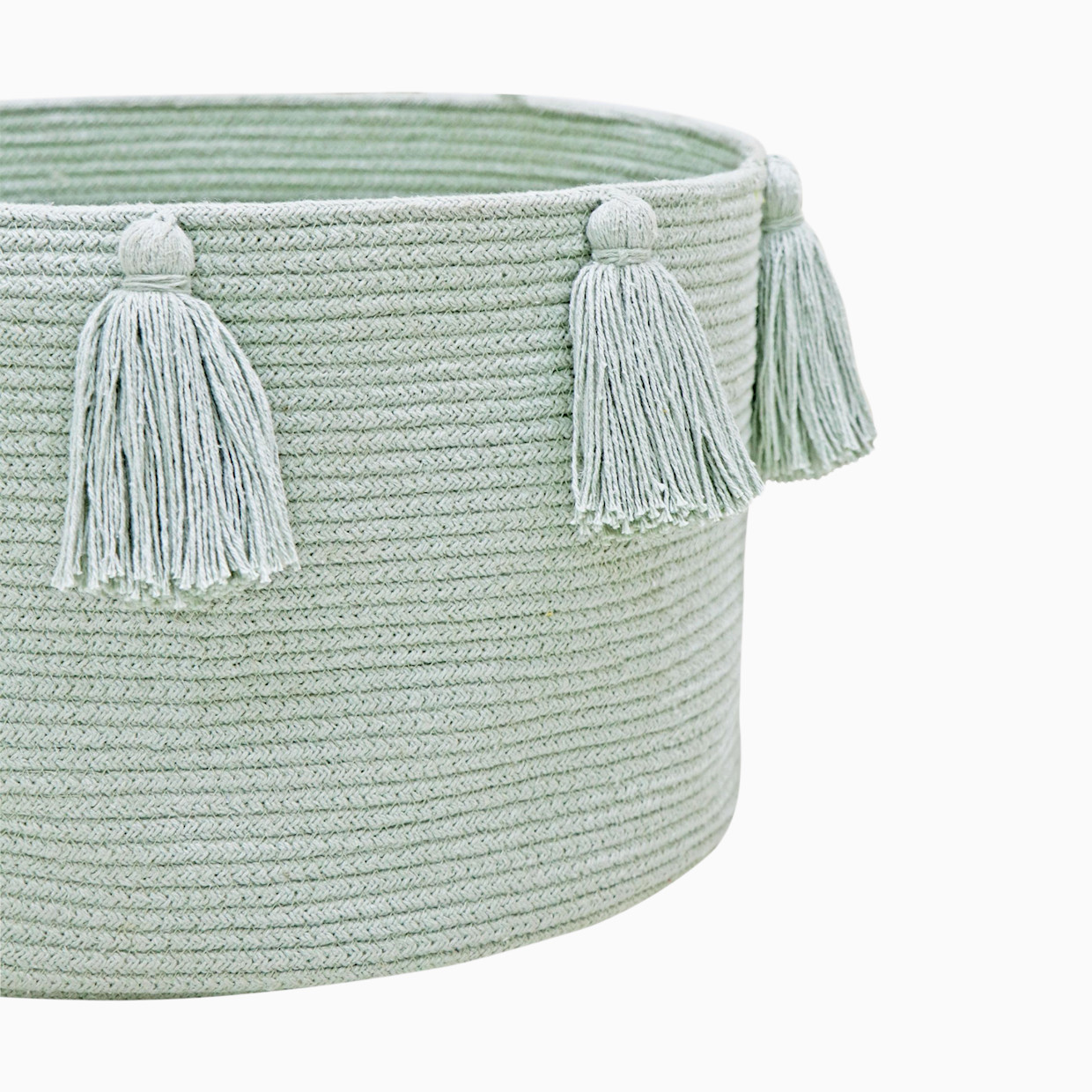 Lorena Canals Cotton Tassel Basket - Blue Sage.