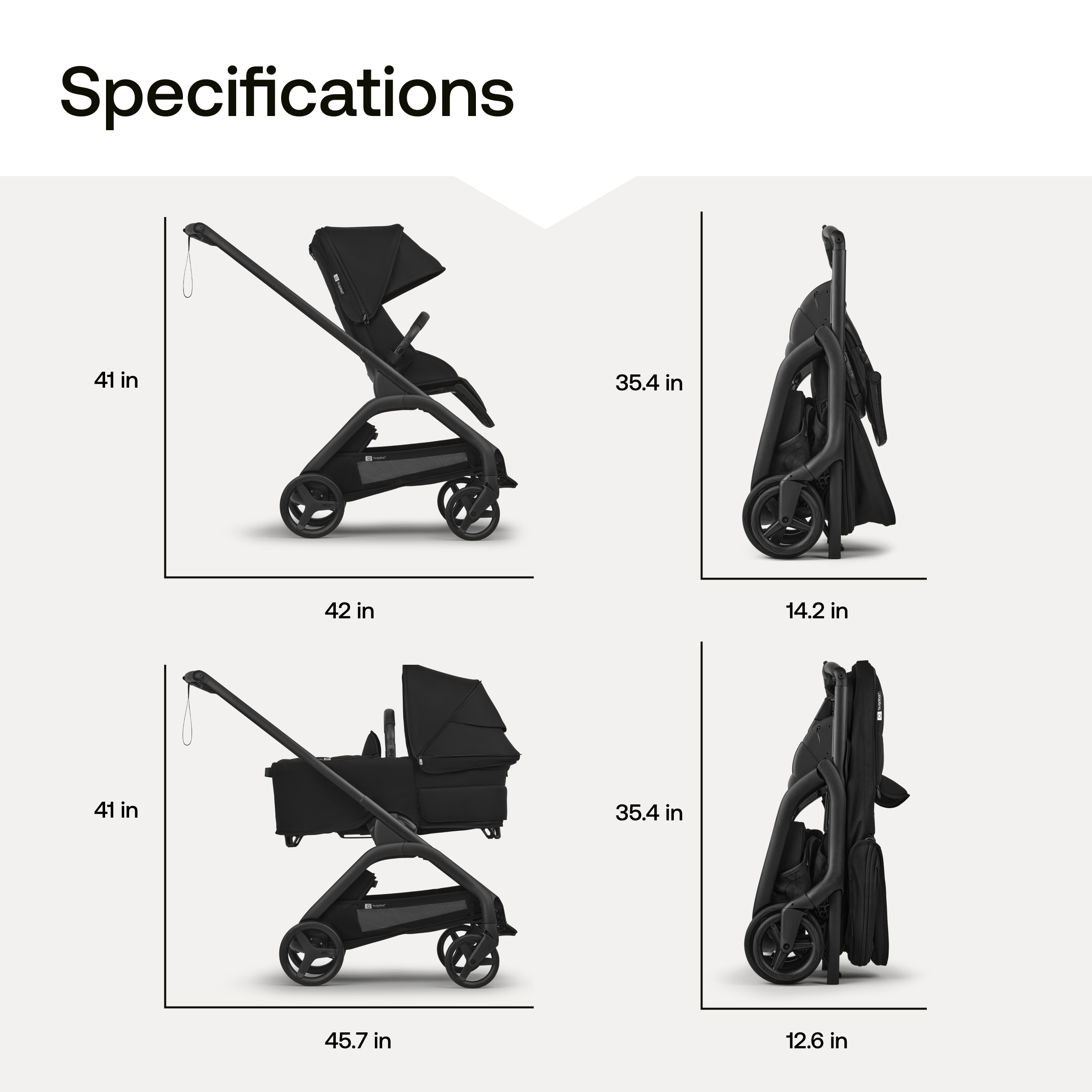 Bugaboo Dragonfly Plus Seat and Bassinet Stroller - Misty White.