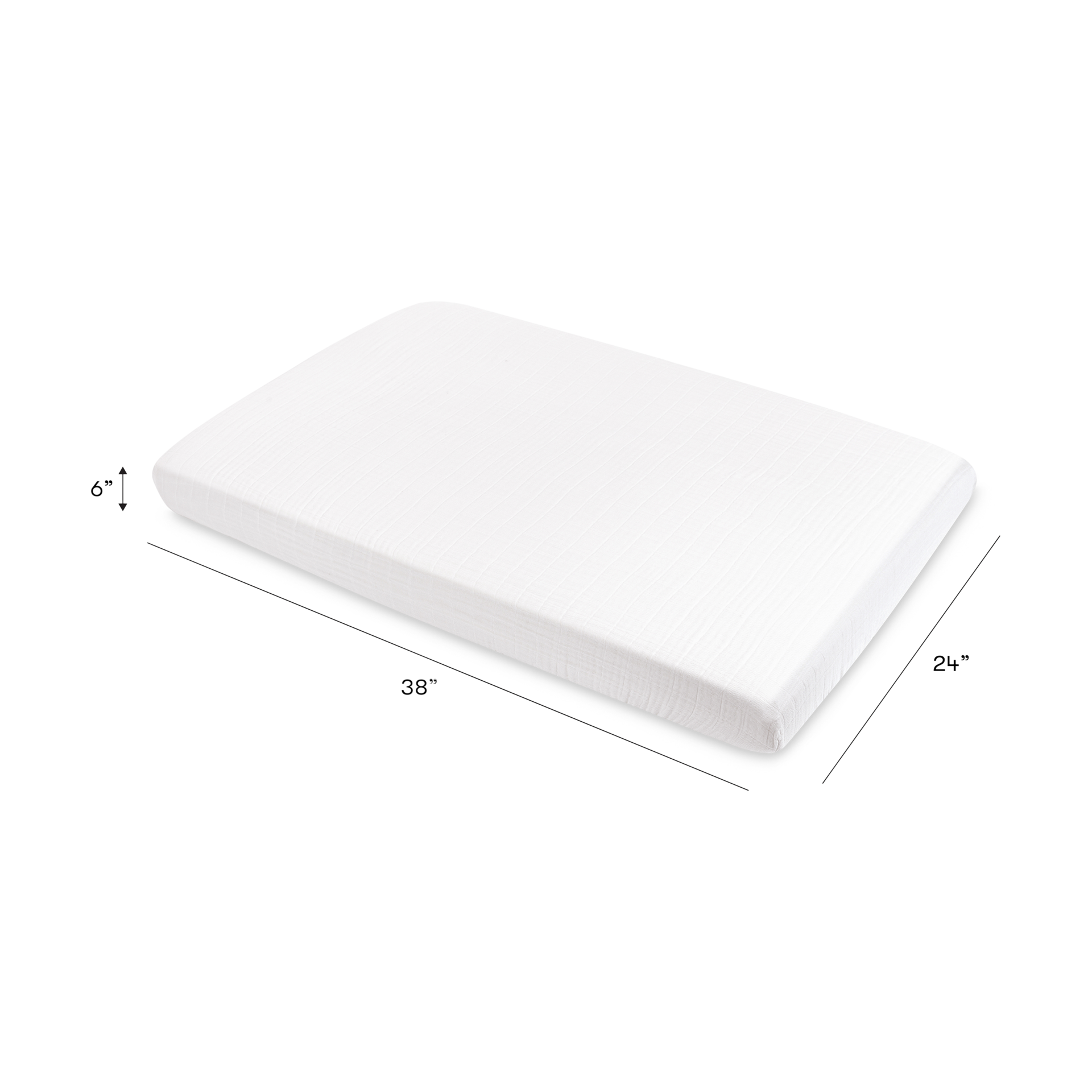 babyletto Mini Crib Sheet in GOTS Certified Organic Muslin Cotton - White.