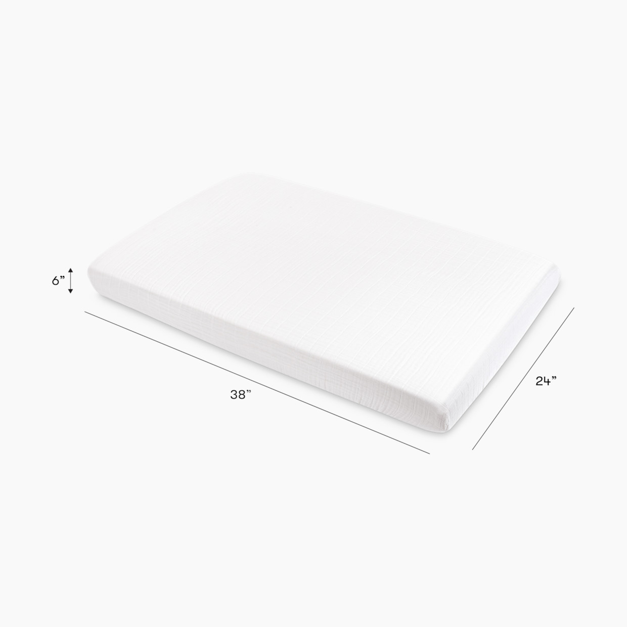 babyletto Mini Crib Sheet in GOTS Certified Organic Muslin Cotton - White.