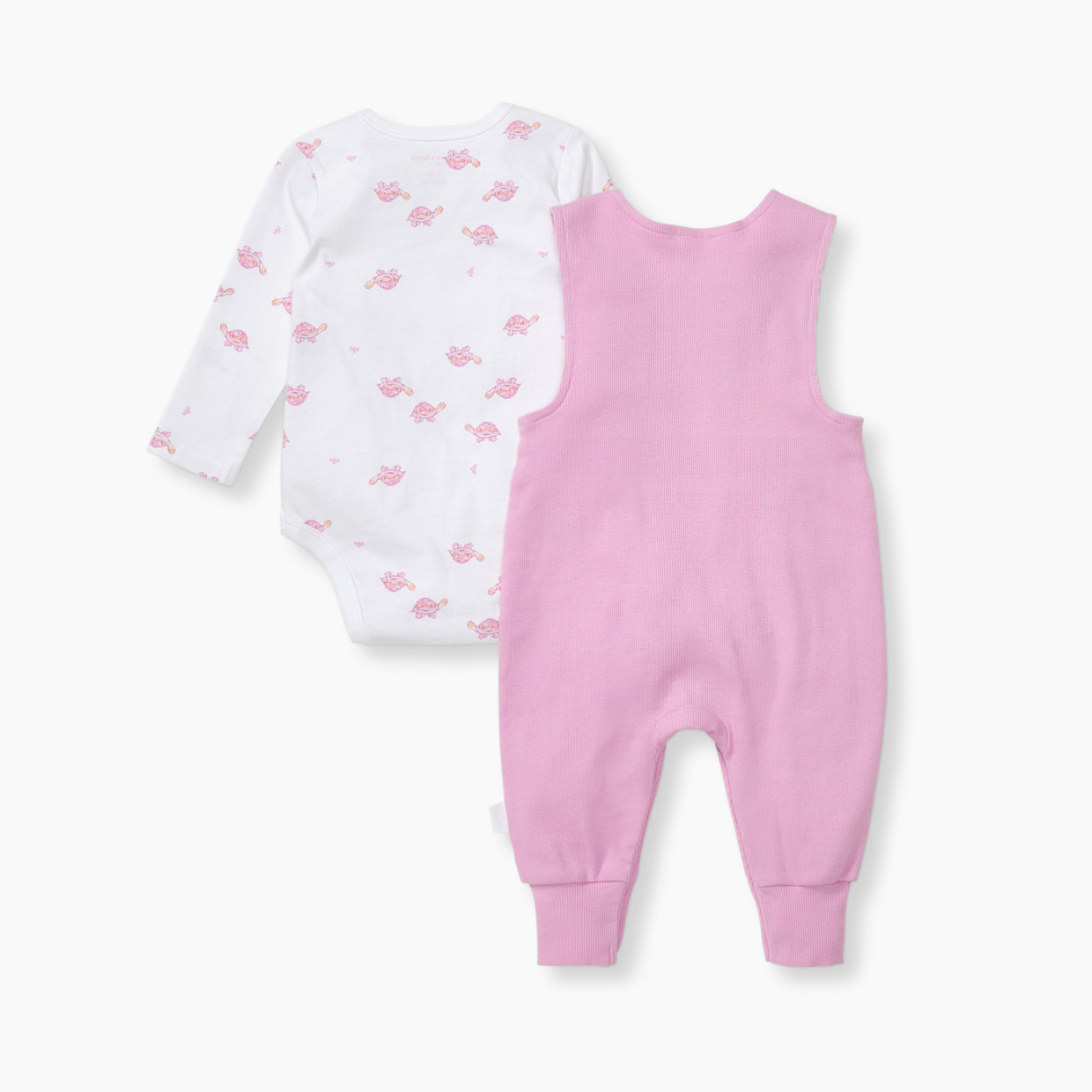 Burt's Bees Baby Organic Cotton Tortoise Jumpsuit & Bodysuit Set - Pink Tortoise, 3-6 M.