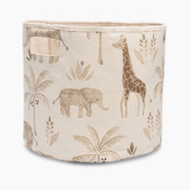 Crane Baby Safari Animal Nursery Storage Basket, Collapsible Fabric Toy Bin, Jungle Themed Organizer for Playroom, Gender Neutral Decor Safari Animal 13 x 12 Inches