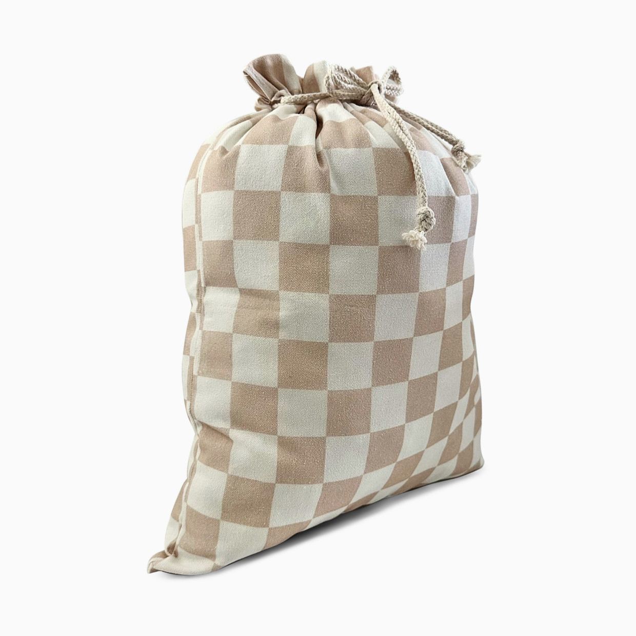 Gather & Knot Fabric Gift Bag - Taupe Checkers, L.