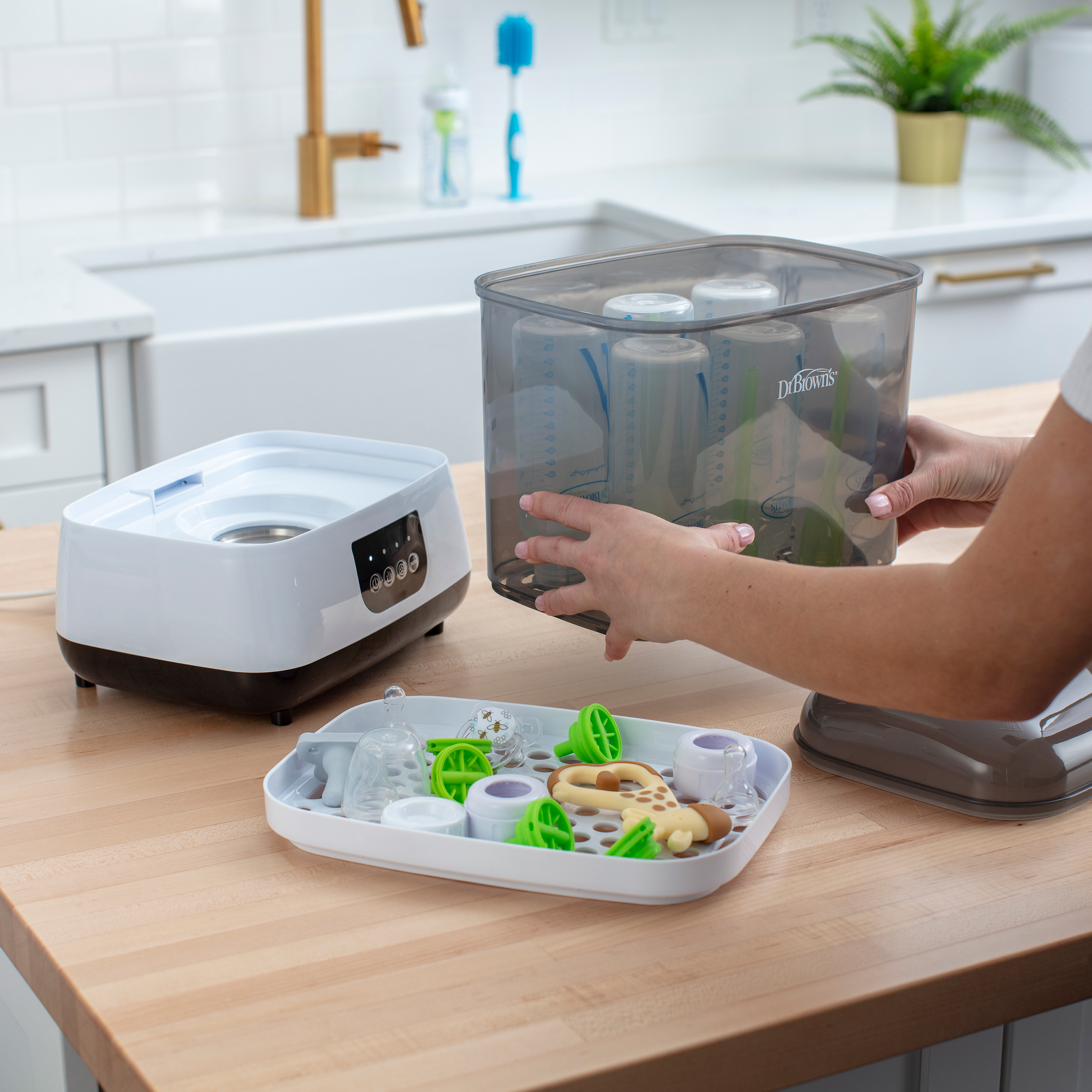 Dr. Brown's Bottle Sterilizer and Dryer - White/Black.