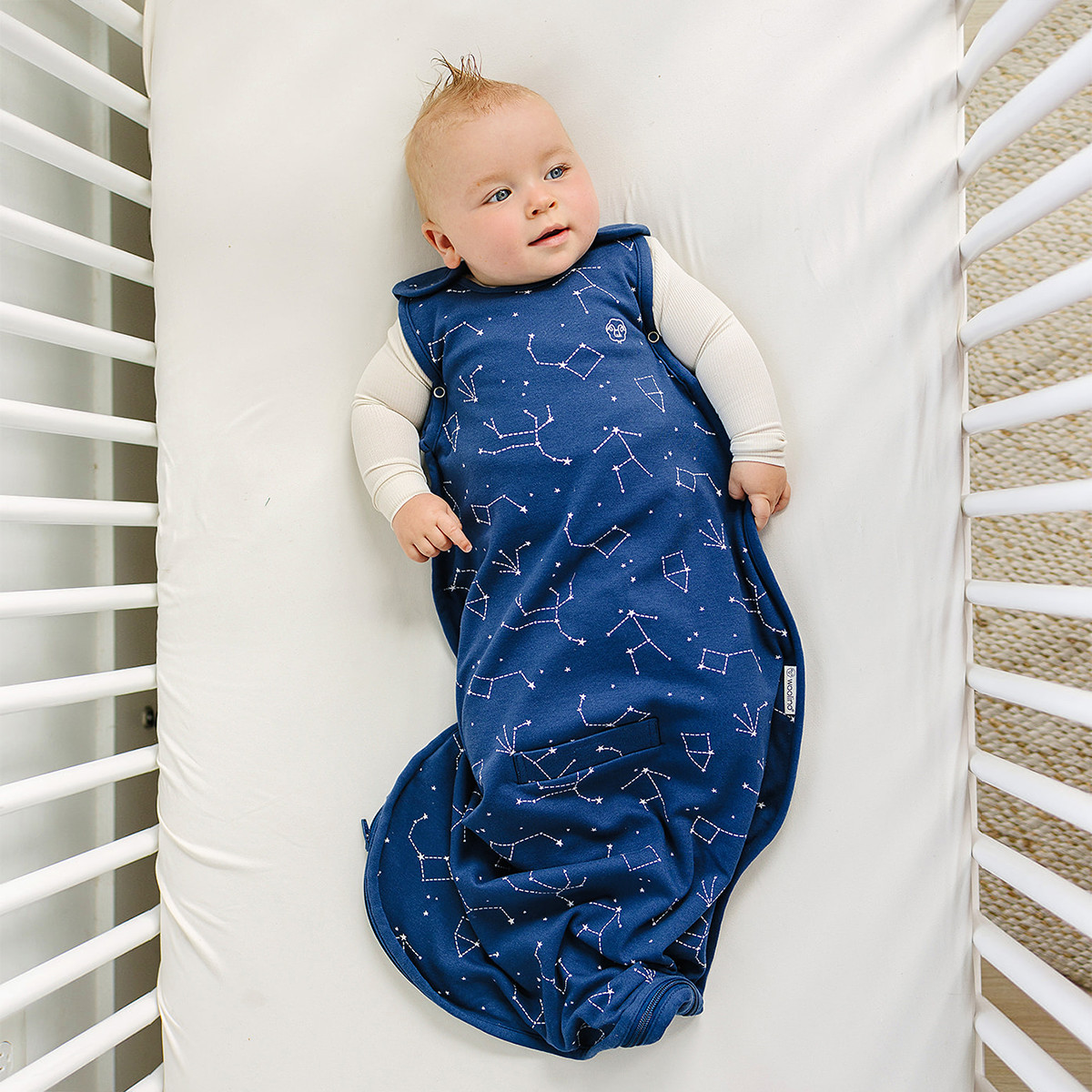 Woolino 4 Season Ultimate Baby Sleep Bag - Night Sky, 0-2 Years.