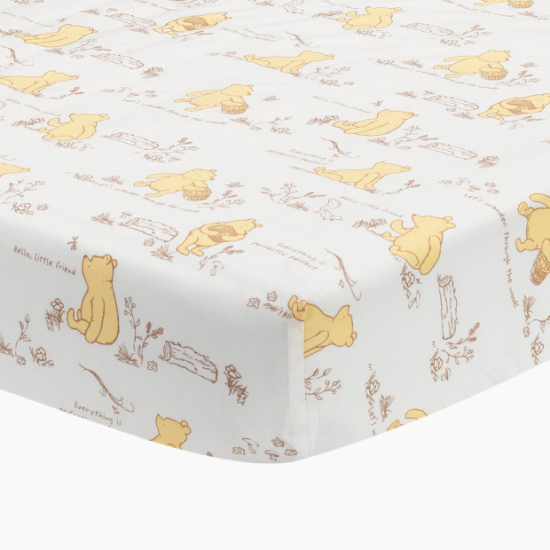 Lambs & Ivy Cotton Fitted Crib Sheet - Storytime Pooh.
