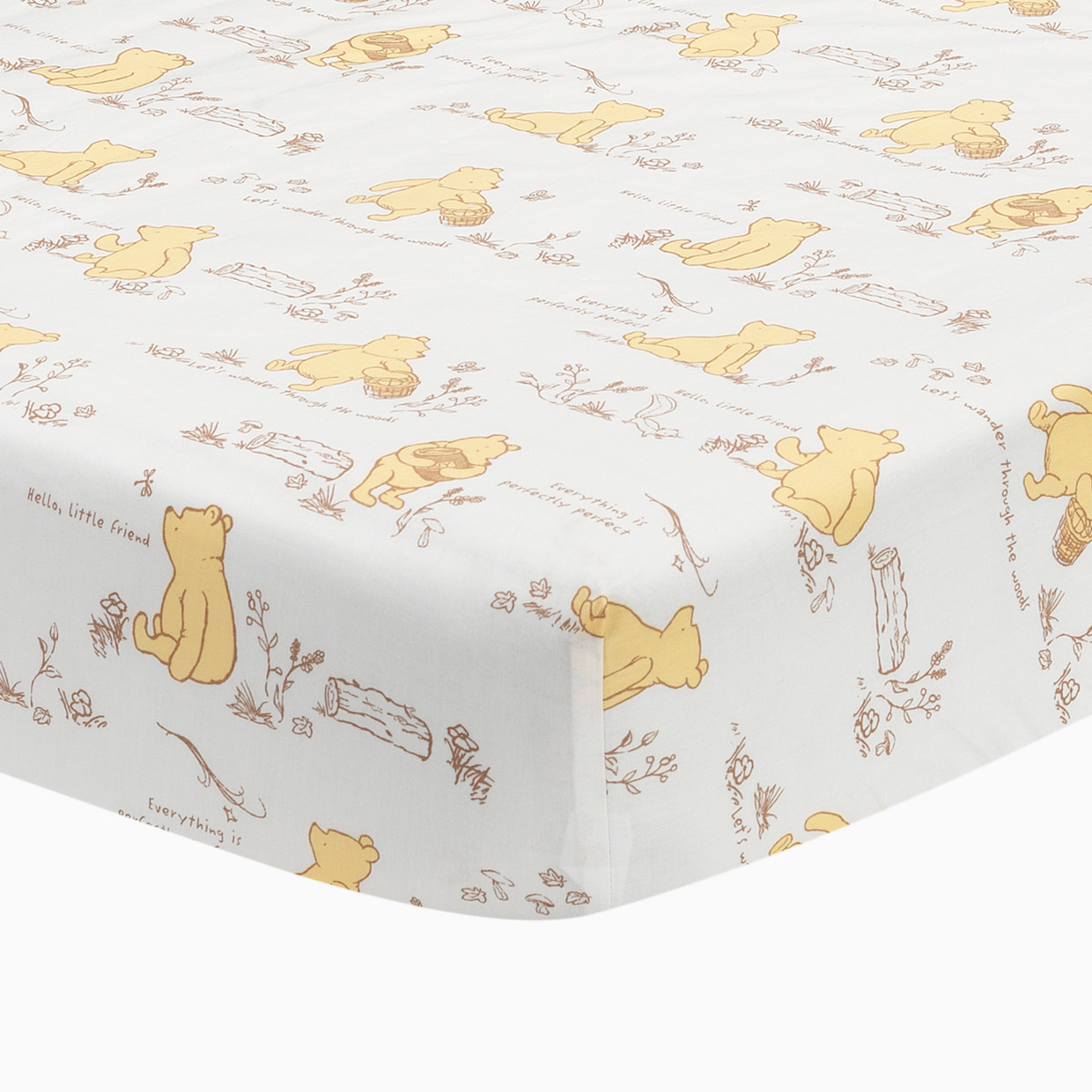 Lambs & Ivy Cotton Fitted Crib Sheet - Storytime Pooh.