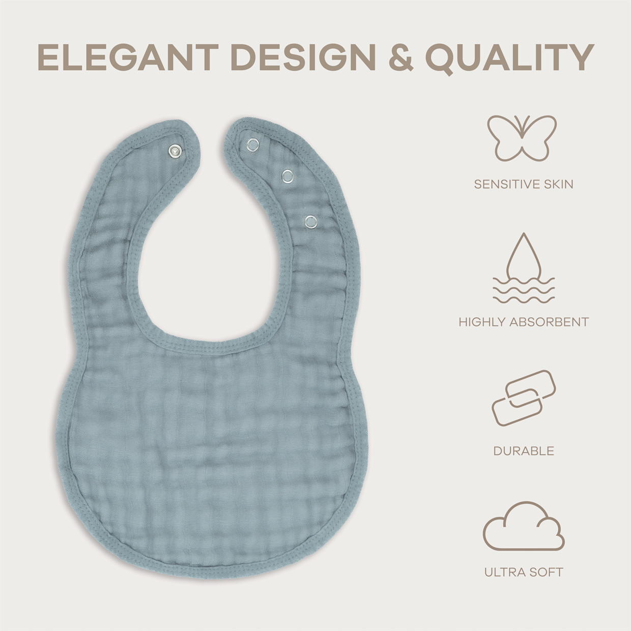 Comfy Cubs Muslin Bibs with Adjustable Snaps (4 Pack) - Pacific Blue, 4.