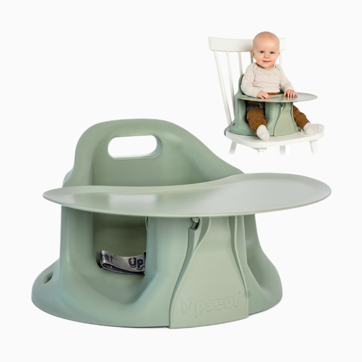 Upseat Baby Floor & Booster Seat with Tray - Sage.