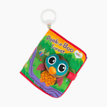 Lamaze Peek-A-Boo Forest Soft Baby Book - Clip-On Cloth Book - Washable Crinkling Fabric Pages for Sensory Play - Teething and Learning Toys for Babies - 6 Months and Up