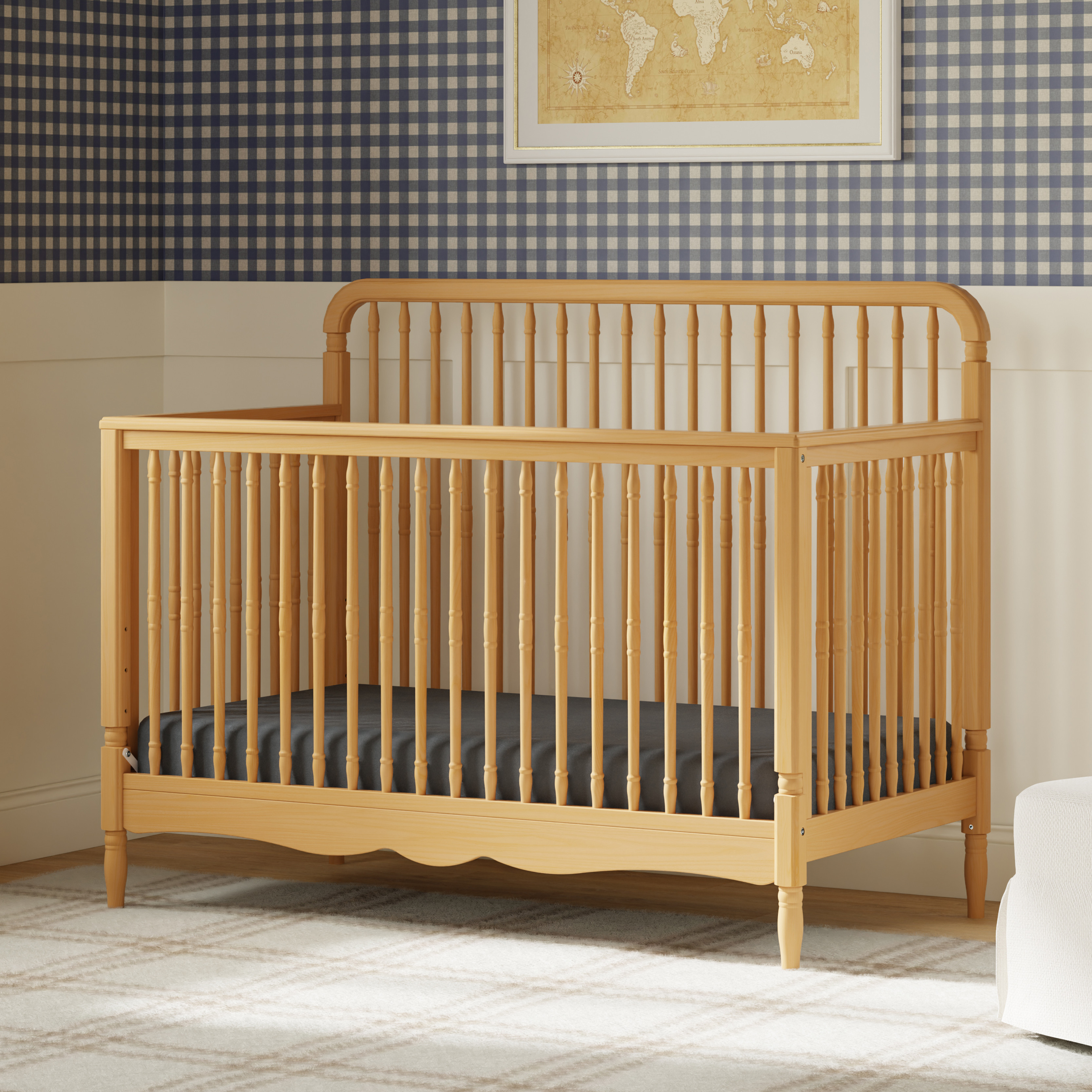 Namesake Liberty 4-in-1 Convertible Spindle Crib - Honey.