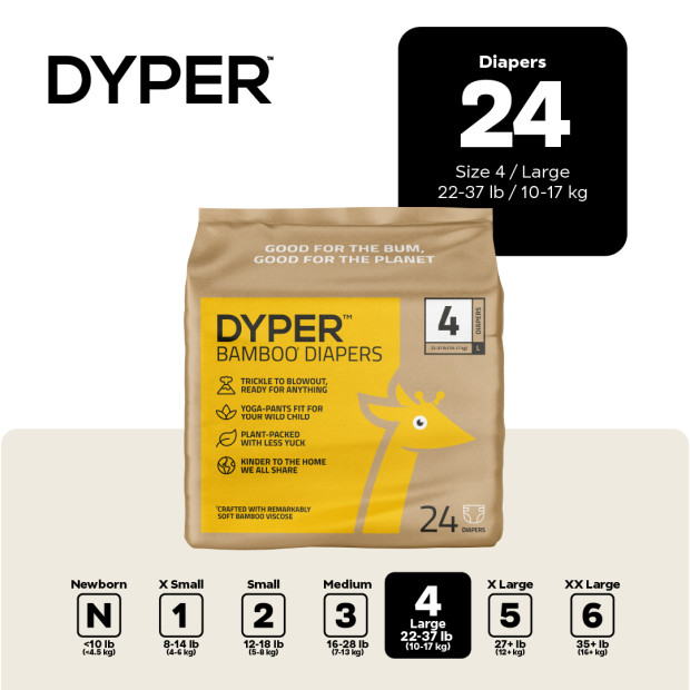 DYPER Bamboo Viscose Baby Diapers - Size 4, 1.