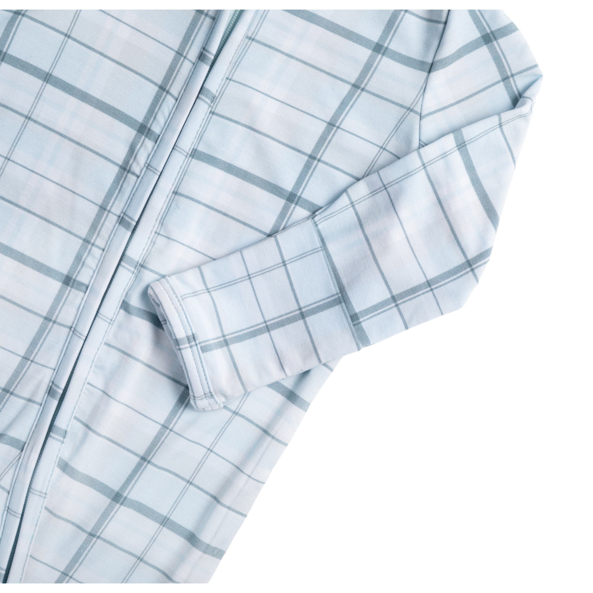 Tiny Kind Bamboo Viscose Printed 2-Way Zip Footie - Blue Plaid, Nb.