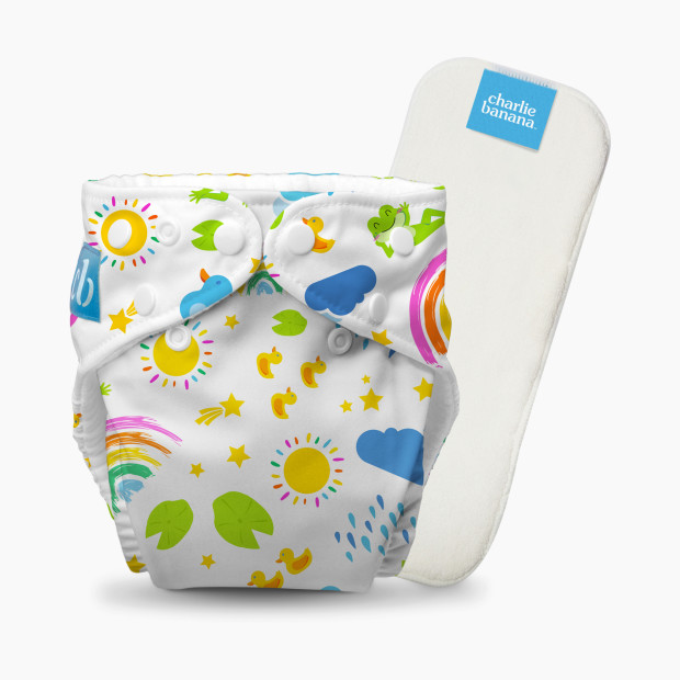 Charlie Banana One-size Reusable Cloth Diaper(1 Diaper and 1 Reusable Insert) - Hello Sunshine, One Size.