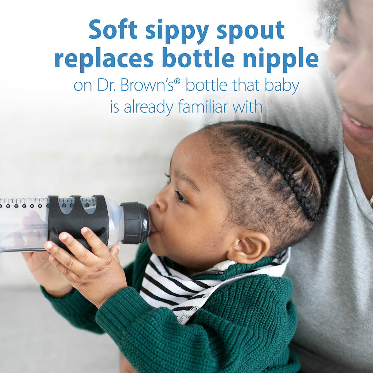 Dr. Brown's Narrow Sippy Spout Bottle with Silicone Handles - Black & White.