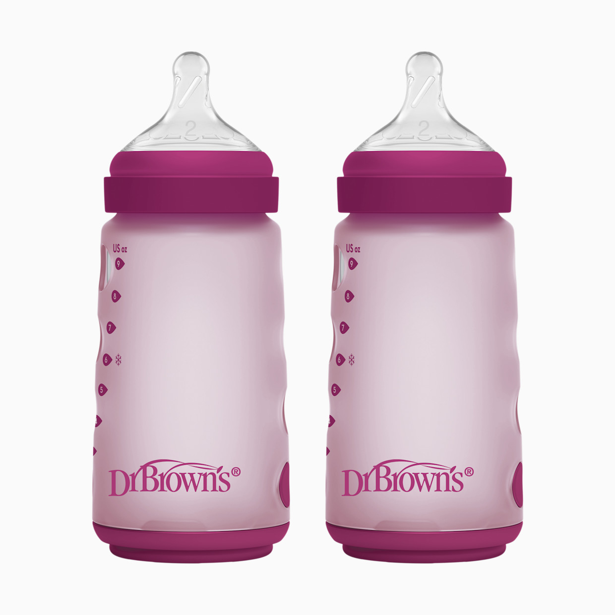 Dr. Brown's Options+ Wide-Neck Silicone Baby Bottles - Pink, 9 Oz.