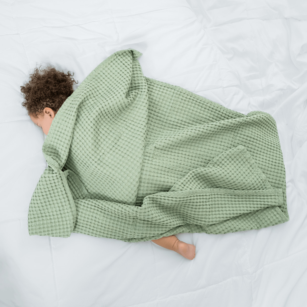 Comfy Cubs Waffle Weave Baby Blanket - Sage.