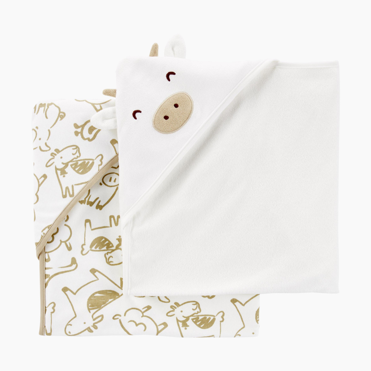 Carter's Hooded Towel (2 Pack) - Cows/Animals, O/S.