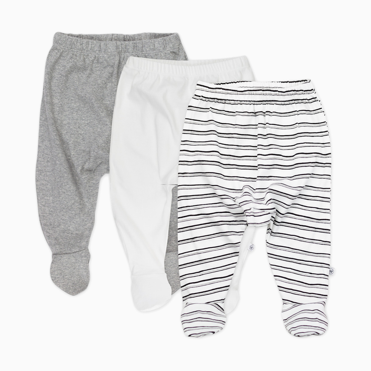 Honest Baby Clothing 3-Pack Organic Cotton Footed Harem Pants - Sketchy Stripe, 3-6 M.