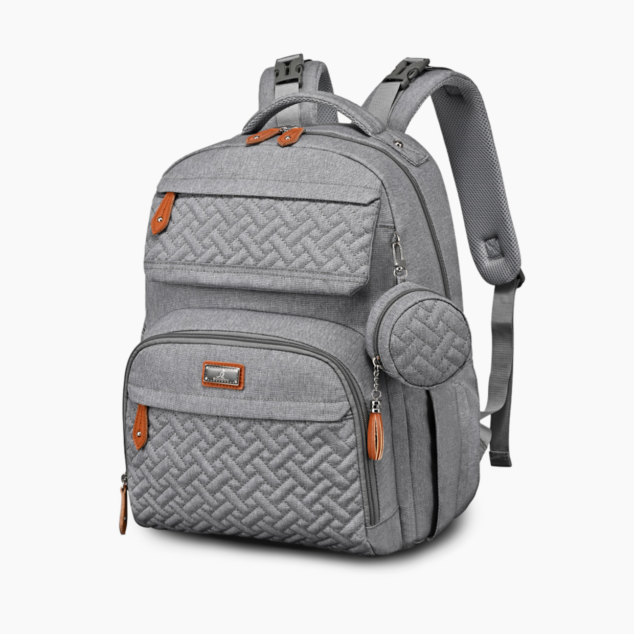Babbleroo Travel Diaper Bag Backpack - Light Grey.