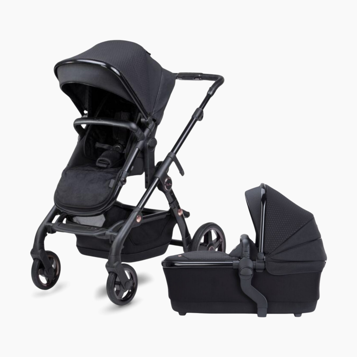 Silver Cross Wave 2022 Single to Double Special Edition Eclipse Stroller - Black/Rose Gold.