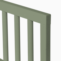 Close-up of guardrail post and slats