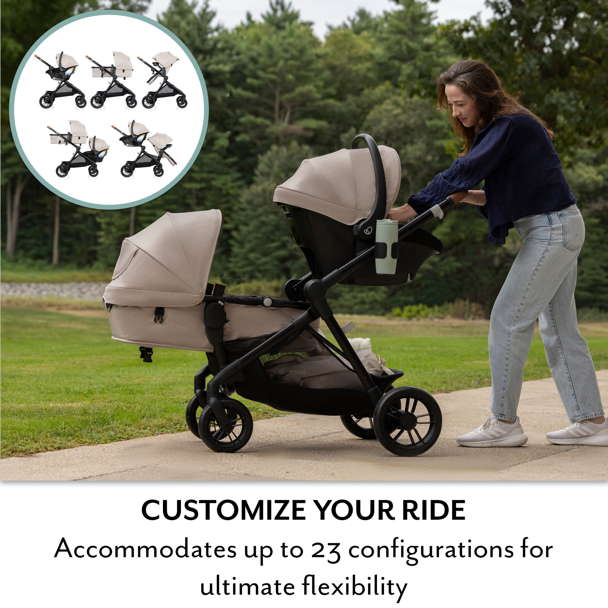 Evenflo Pivot Xpand NXT Travel System featuring LiteMax NXT Infant Car Seat.