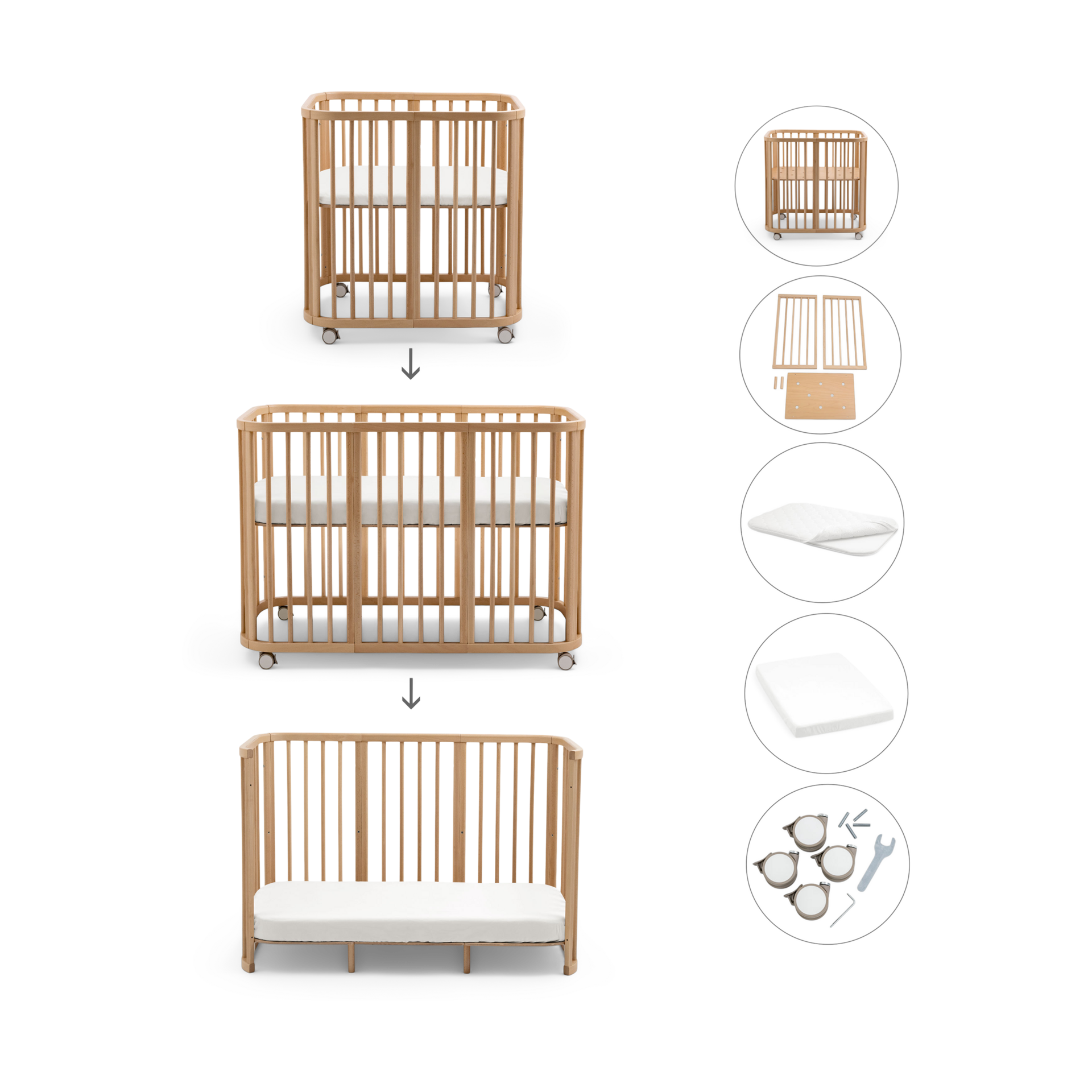 Stokke Nighti 3-in-1 Convertible Crib - Natural.