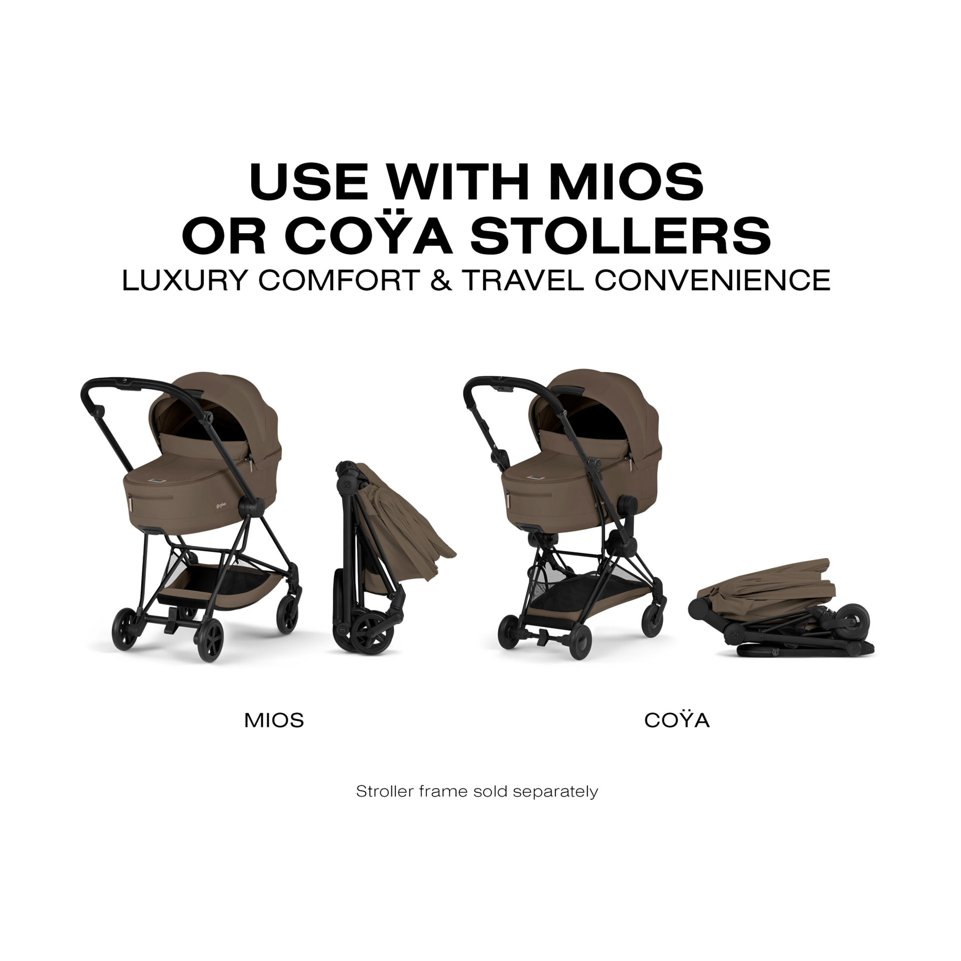 Cybex MIOS/COYA Fold Lux Carry Cot - Coconut Brown.