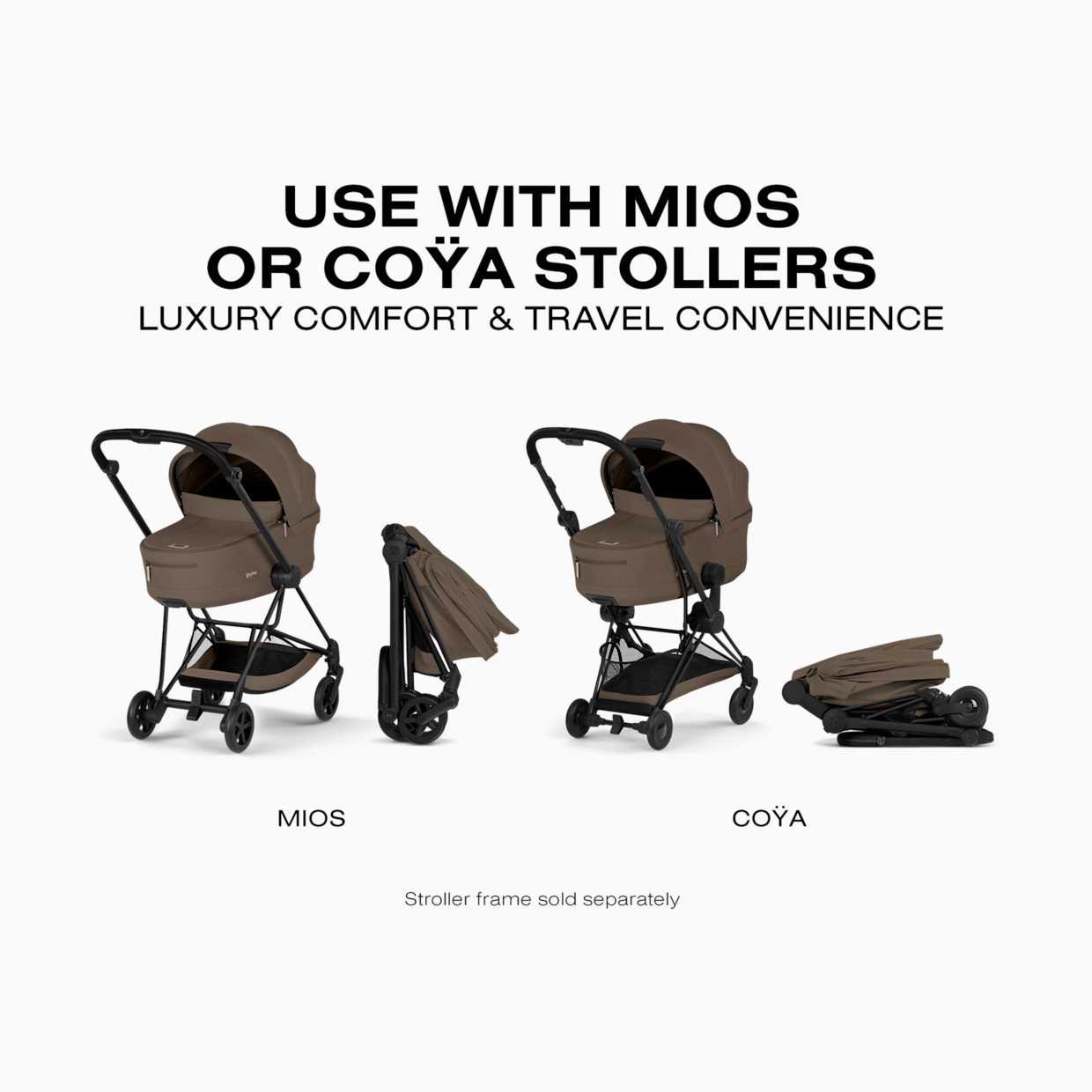 Cybex MIOS/COYA Fold Lux Carry Cot - Coconut Brown.