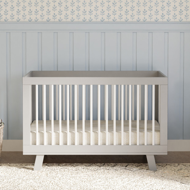 babyletto Hudson 3-in-1 Convertible Crib with Toddler Bed Conversion Kit - Grey/White.