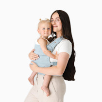 Mabē Monarch Ergonomic Baby Carrier – Premium Cotton Soft Structured Newborn to Toddler Carrier with Hip-Healthy Design, 3 Carry Positions (7-35lbs), Lightweight & Breathable, (Dream Wash Denim)