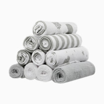 Spasilk Washcloth Wipes Set for Newborn Boys and Girls, Soft Terry Washcloth Set, Pack of 10, Gray Celestial