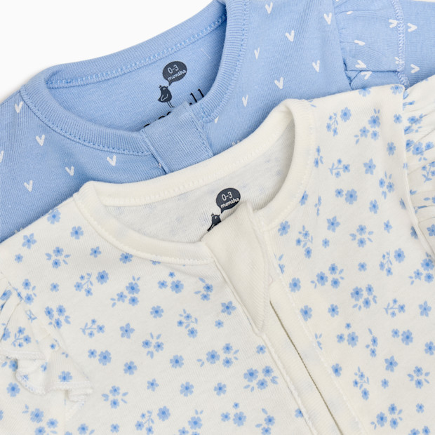 Small Story Organic Cotton Ruffle 2-Way Zip Footie (2 Pack).
