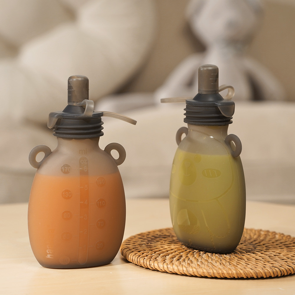 Haakaa Happii Bear Silicone Goody Pouch (2 Pack) - 6 Oz.