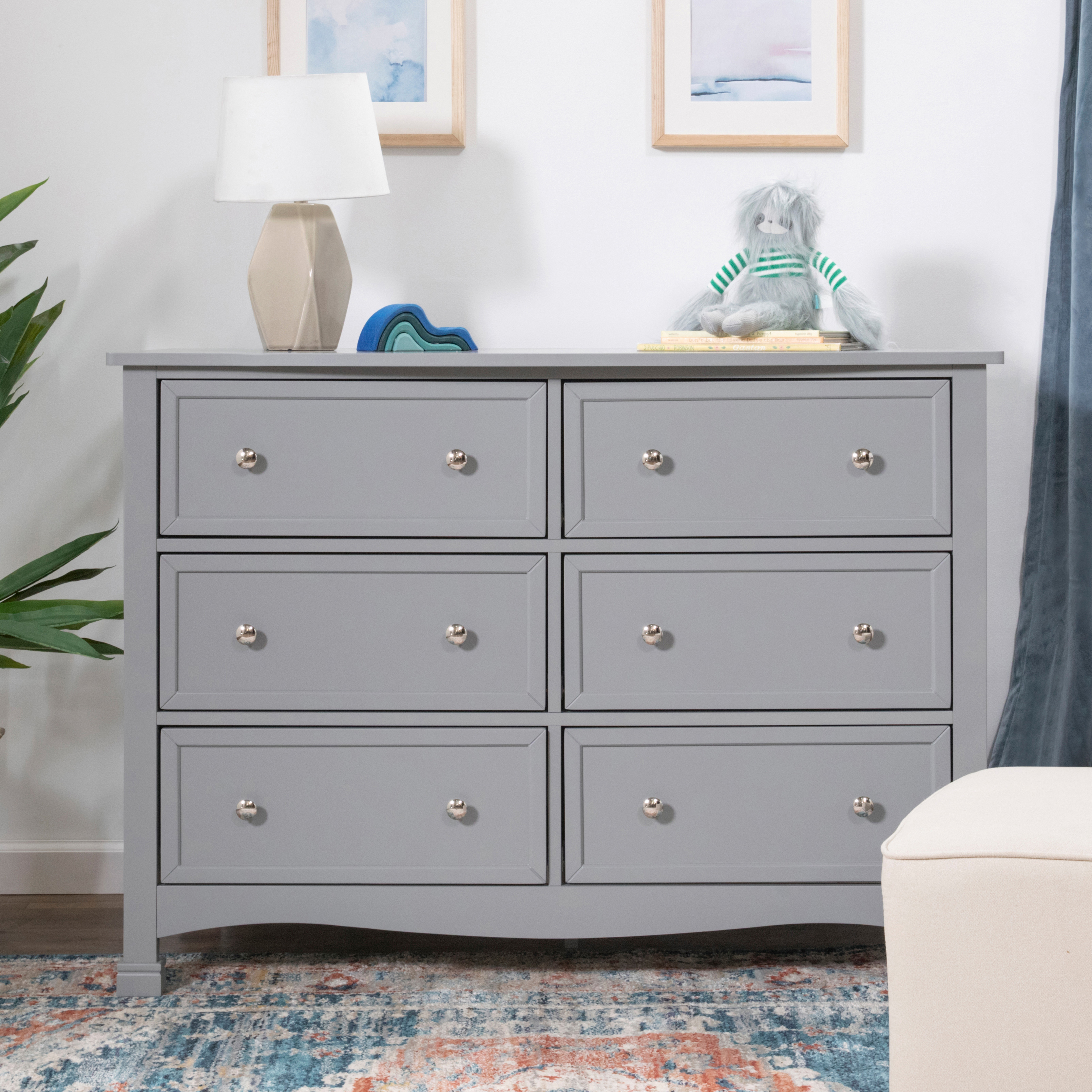 daVinci Kalani 6-Drawer Double Wide Dresser - Grey.