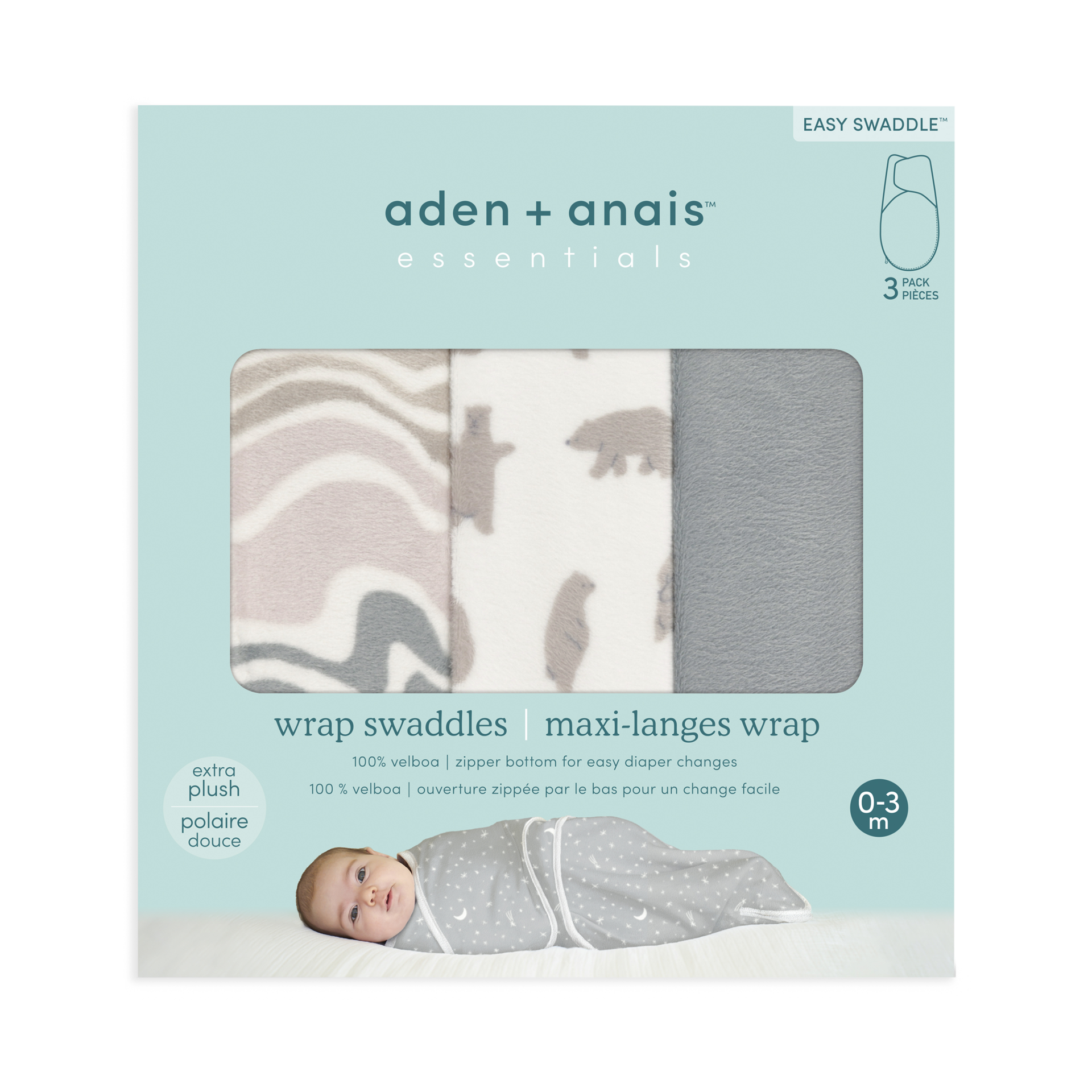 Aden + Anais Essentials Wrap Swaddles Minky (3 Pack) Little Woods, 03 Months Babylist Shop