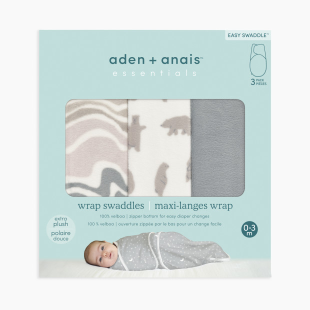 Aden + Anais Essentials Wrap Swaddles Minky (3 Pack) - Little Woods, 0-3 Months.