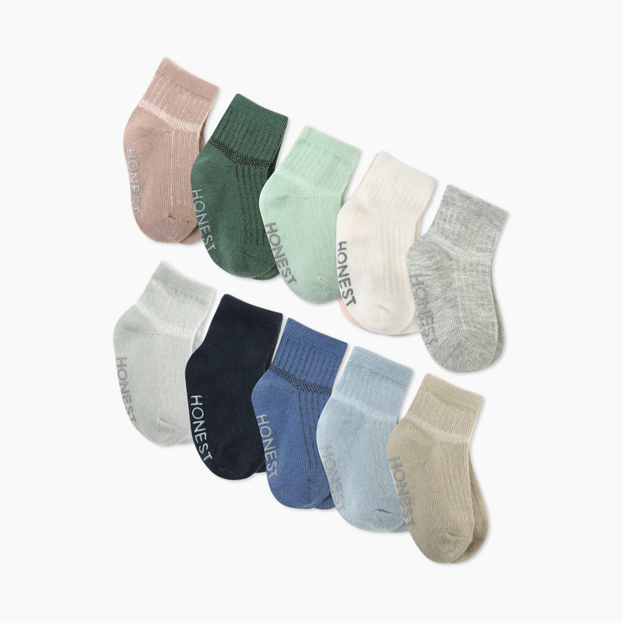 Honest Baby Clothing 10-Pack Cozy Socks - Blue Sunrise, 12-24 M.