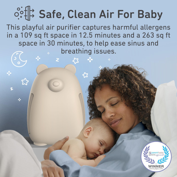 Pure Enrichment PureBaby Kids Bear Air True HEPA Air Purifier - Sweet Oat.