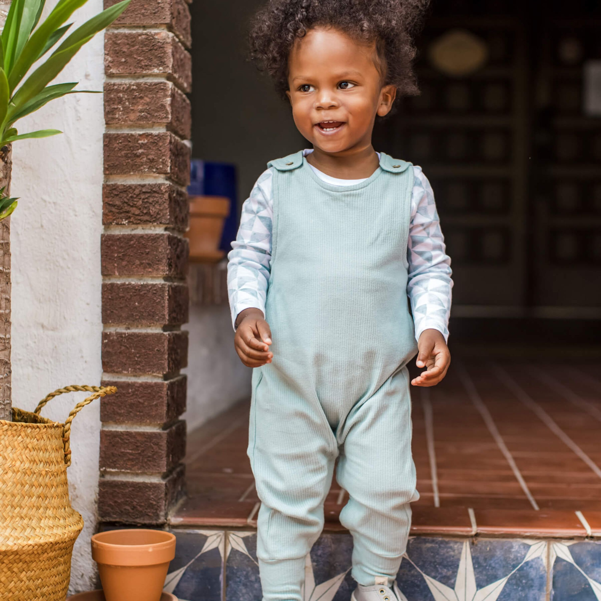 Burt's Bees Baby Ribbed Jumpsuit & Tri Check Bodysuit Set Tri Check