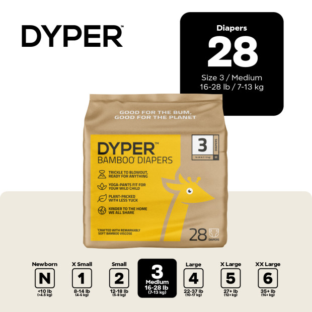 DYPER Bamboo Viscose Baby Diapers - Size 3, 1.