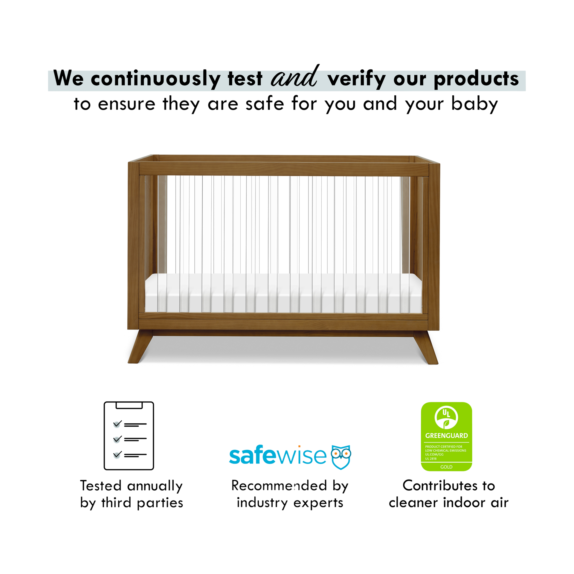 daVinci Acrylic Otto 3-in-1 Convertible Crib - Walnut/Acrylic.