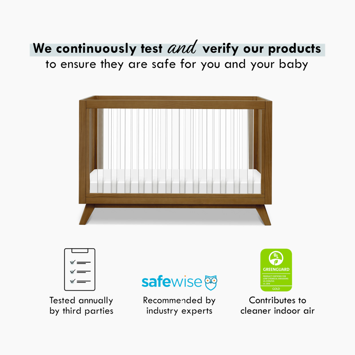 daVinci Acrylic Otto 3-in-1 Convertible Crib - Walnut/Acrylic.