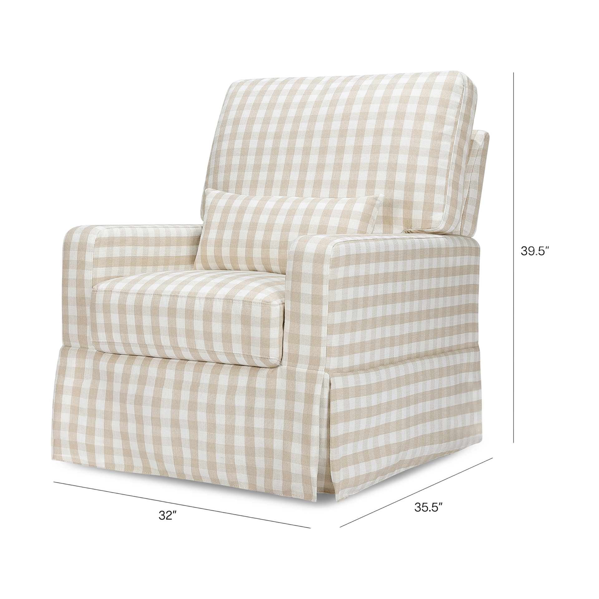 Namesake Crawford Pillowback Comfort Swivel Glider - Tan Gingham.