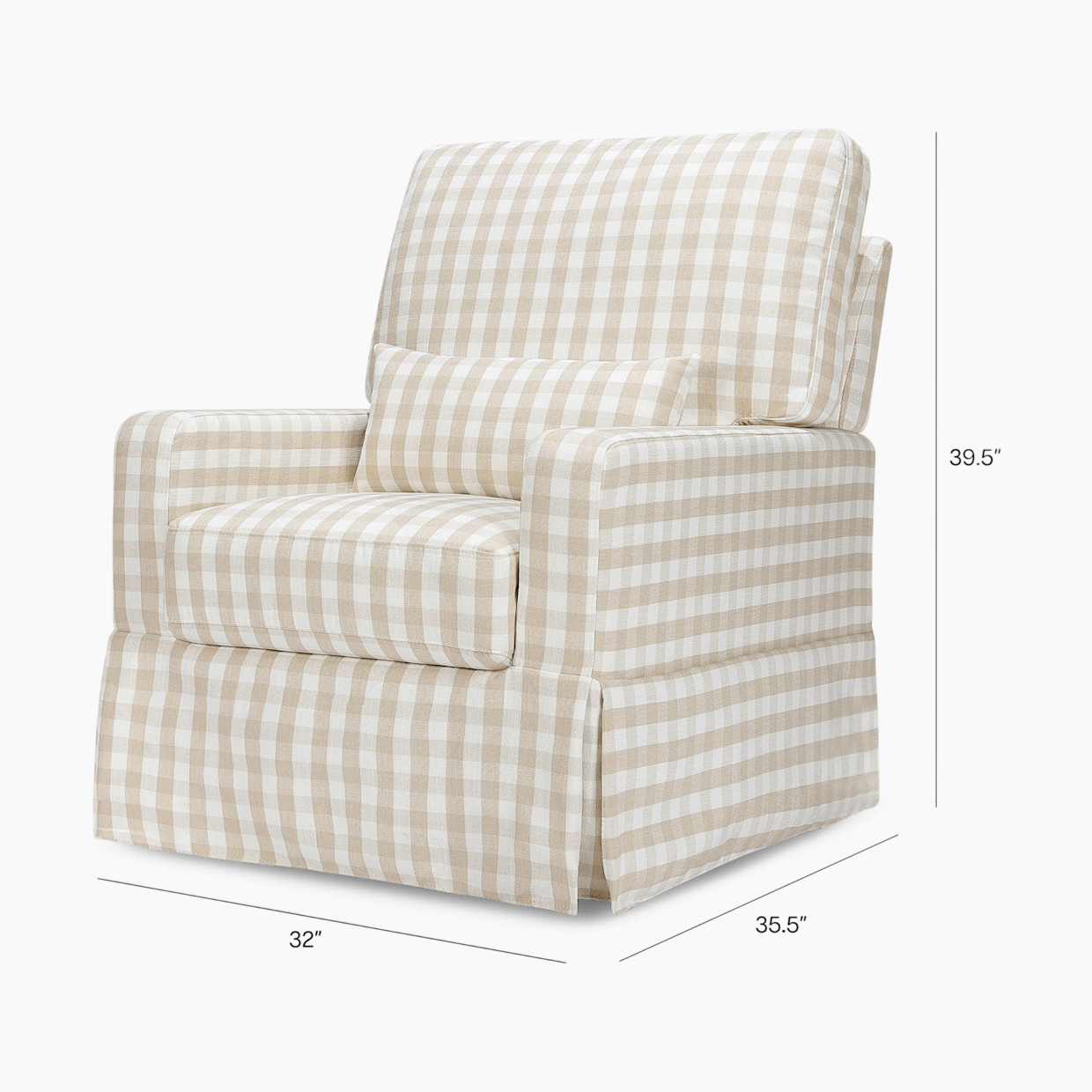 Namesake Crawford Pillowback Comfort Swivel Glider - Tan Gingham.